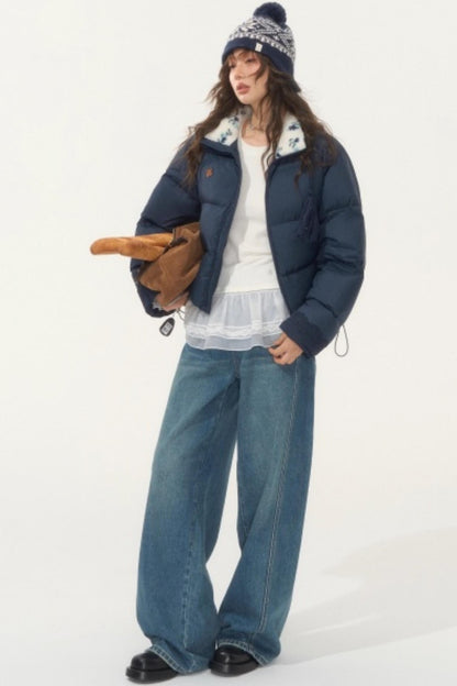 Fur Collar Patchwork Short down Jacket