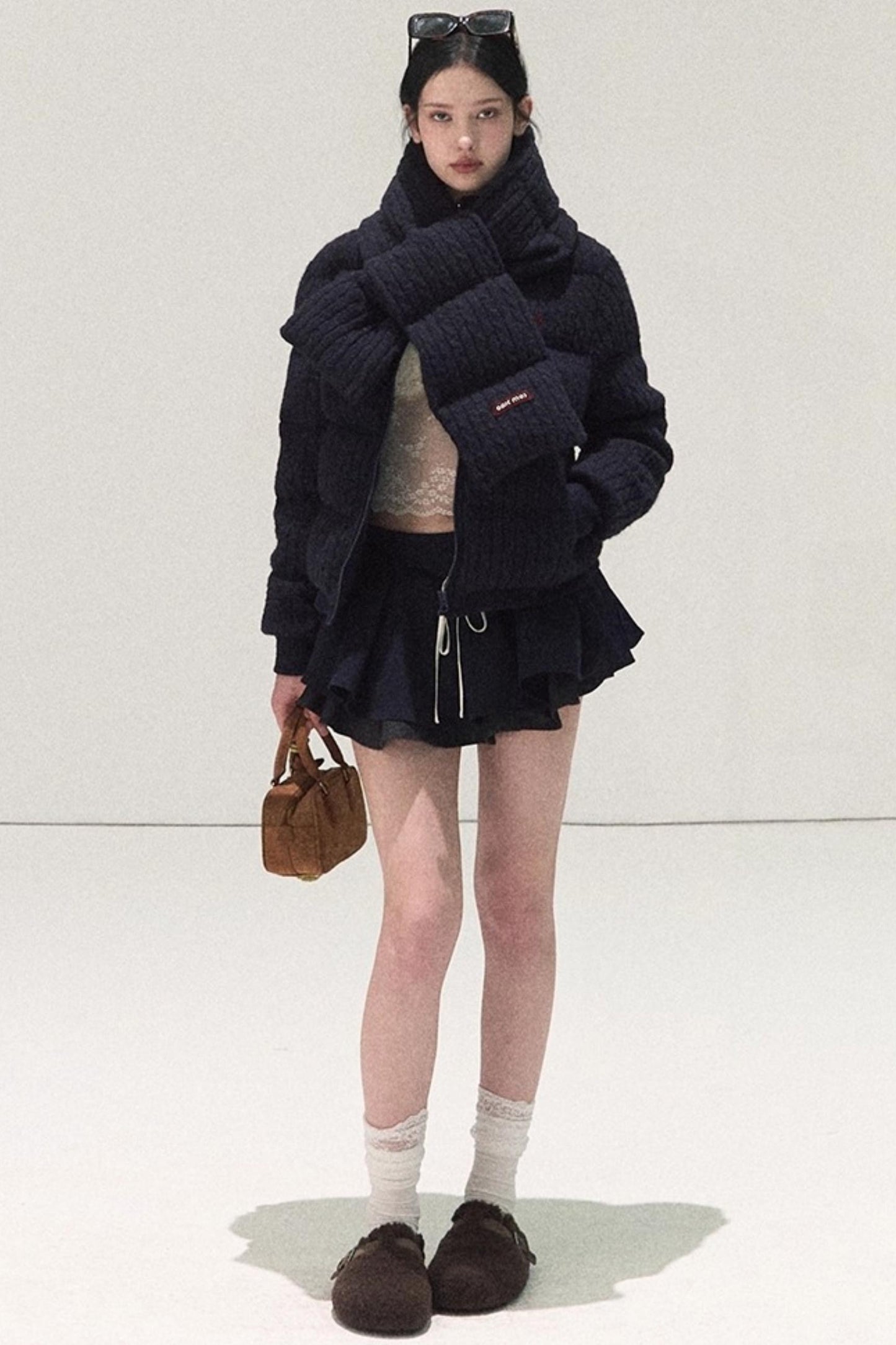 Plaid Color-Blocked A-Line Skirt