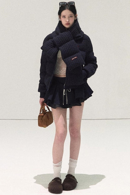 Plaid Color-Blocked A-Line Skirt