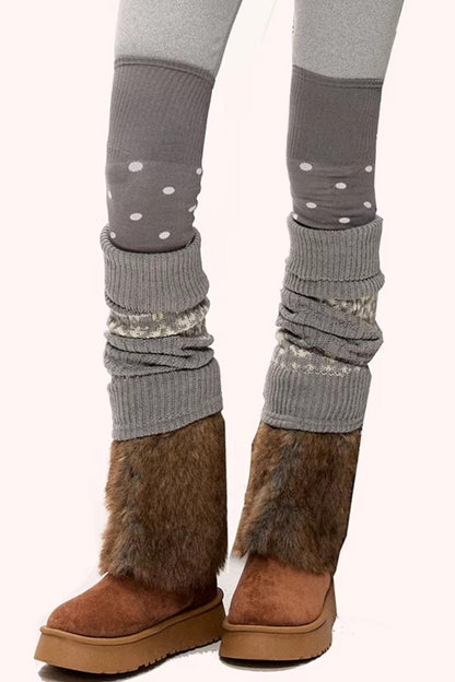 Gray-Pink Polka Dot Snow Socks