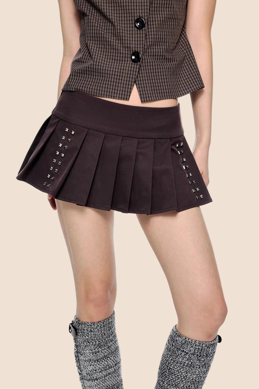 Rivet Pleated Retro Skirt
