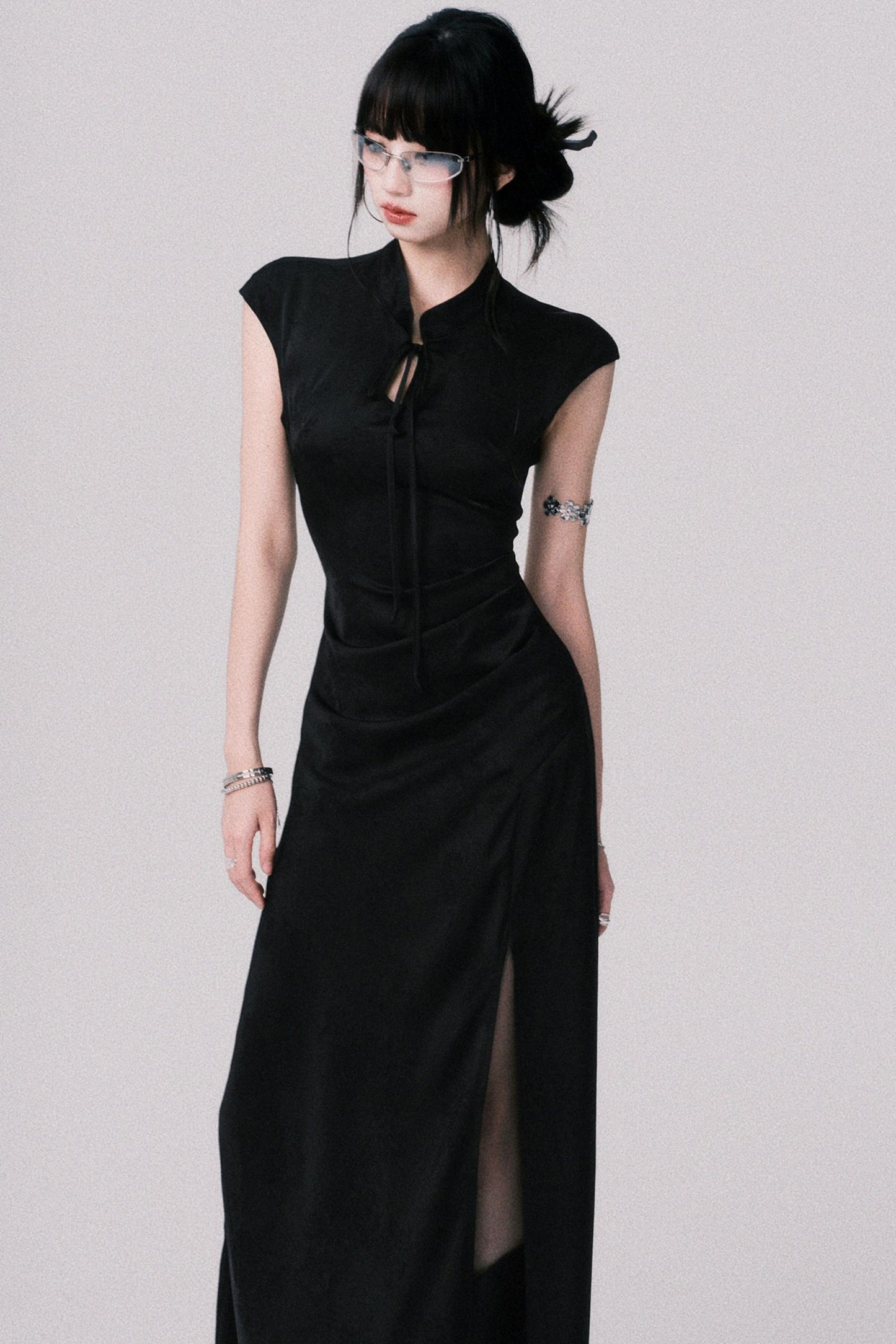 Chic Black Jacquard Dress