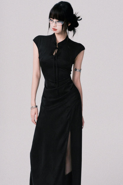 Chic Black Jacquard Dress