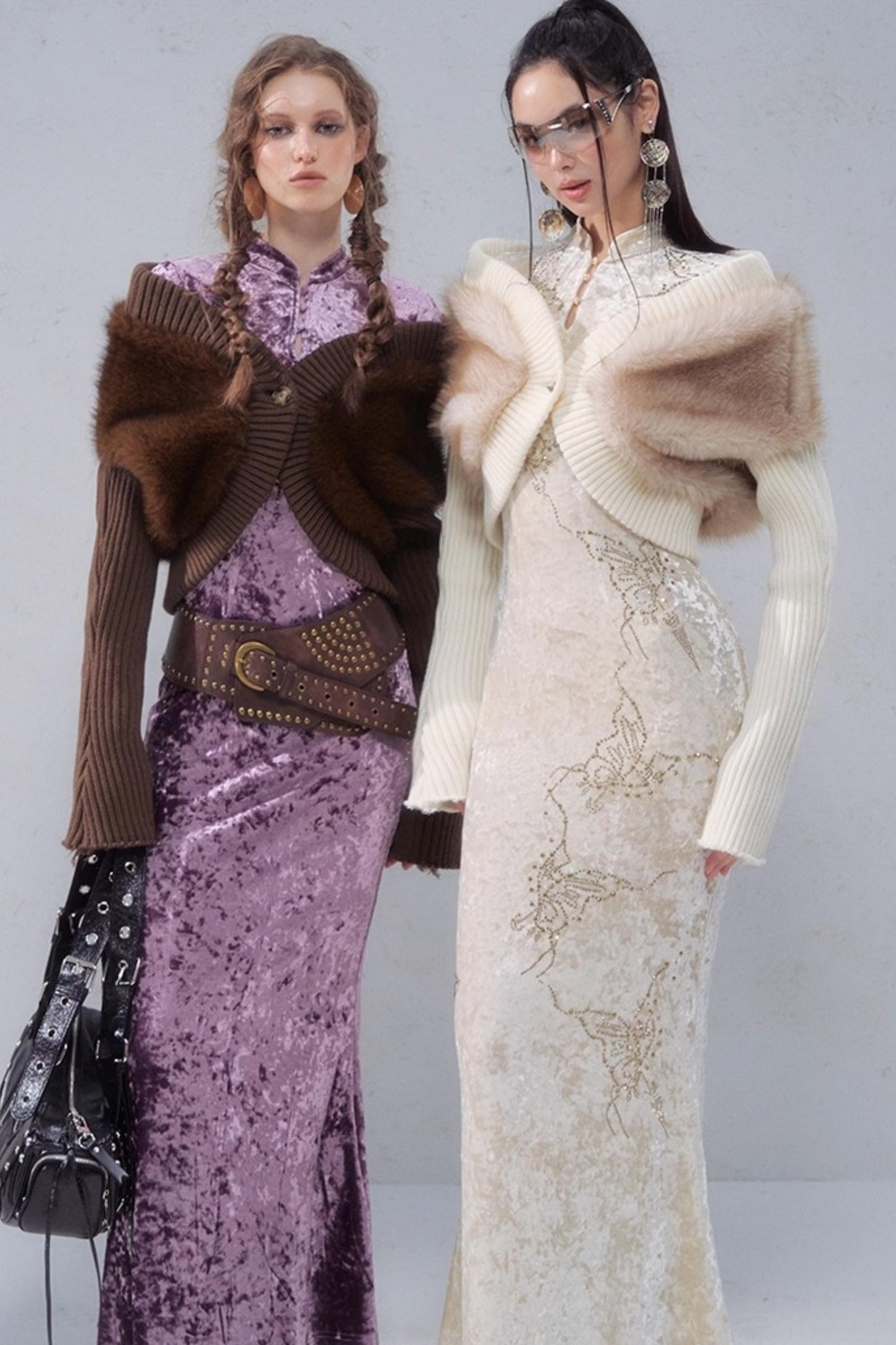 Porcelain Velvet Cheongsam Dress