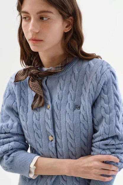 Speckled Cable Knit Cardigan