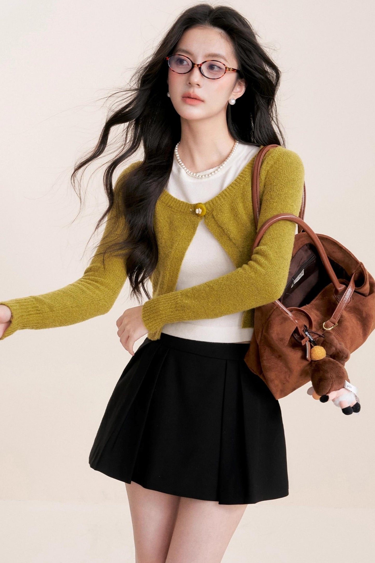 Cashmere Wool Crew Neck Knit Coat