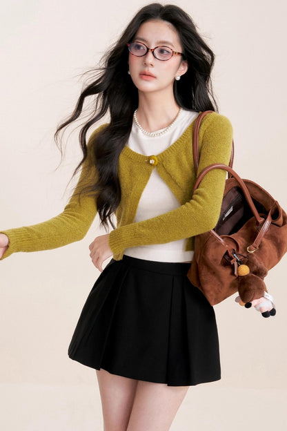Cashmere Wool Crew Neck Knit Coat
