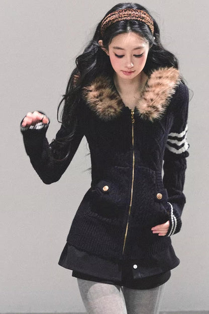 American-Style Hooded Knit Sweater