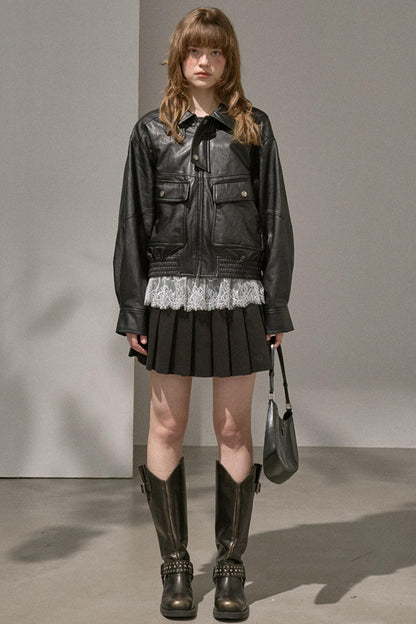 Silk Classic Pleated Puffy Short Skirt