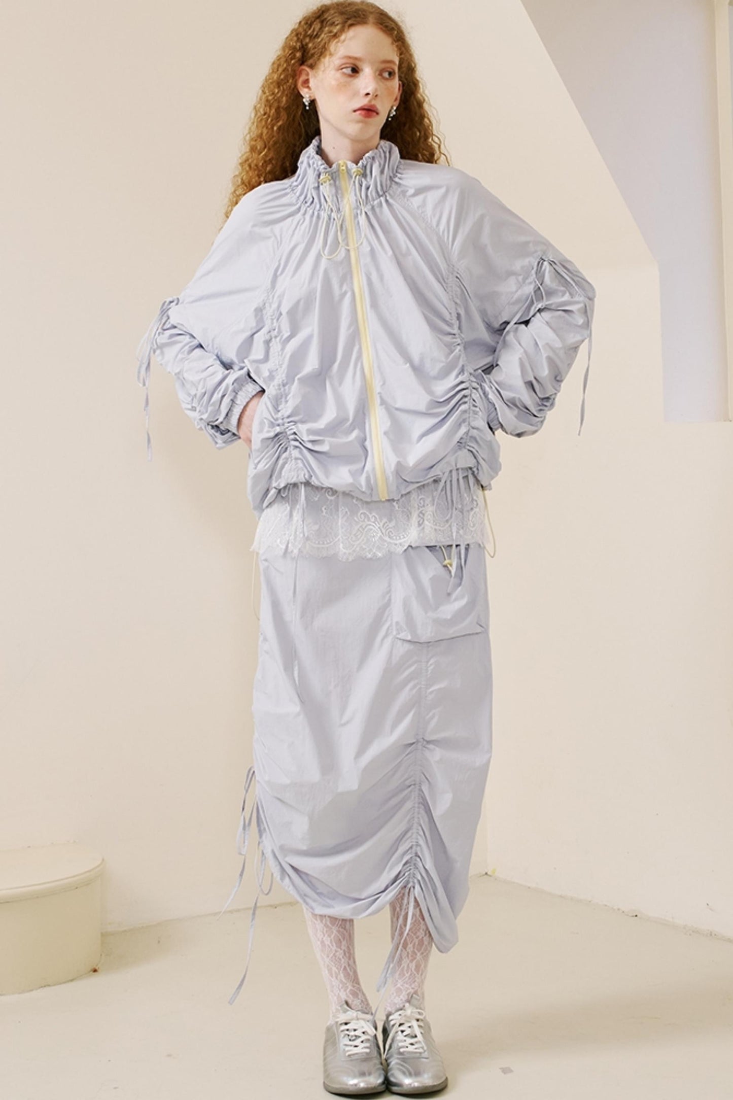 Versatile Color-Block Jacket Skirt Set-Up