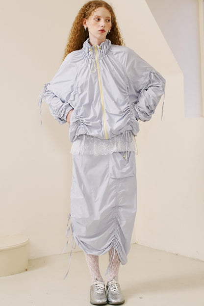 Versatile Color-Block Jacket Skirt Set-Up