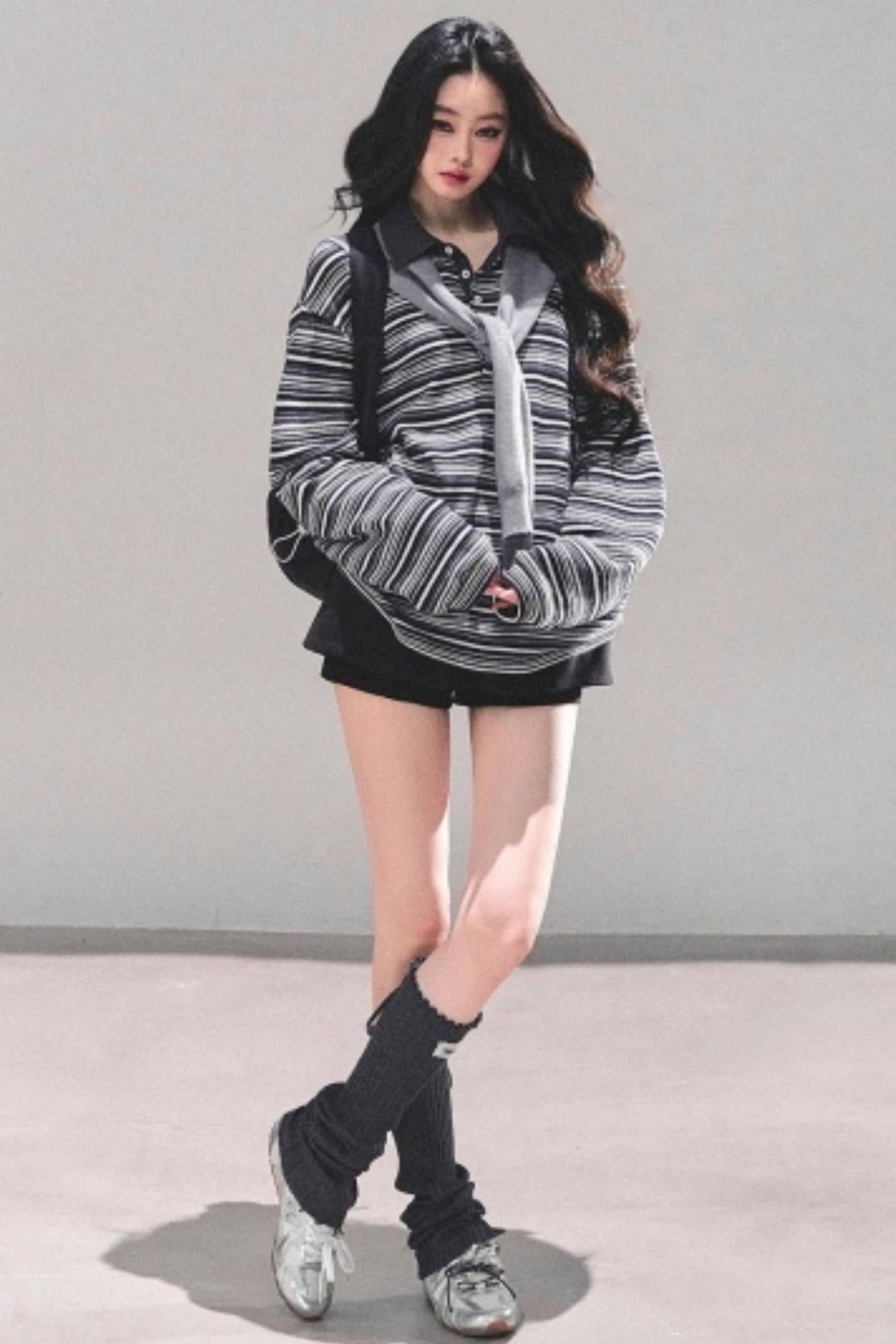 American Polo Neck Striped Top