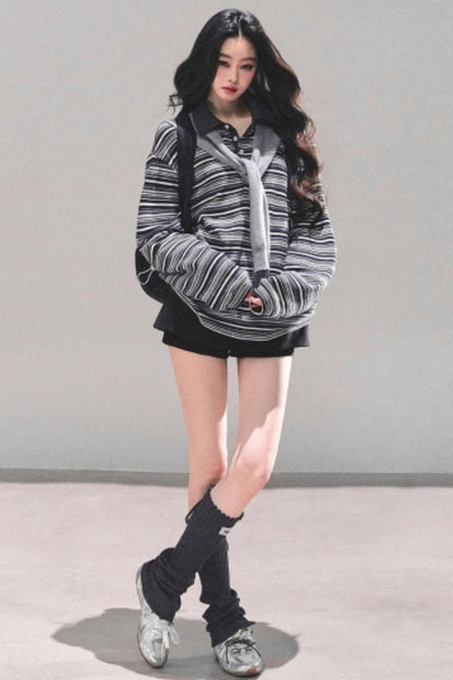 American Polo Neck Striped Top