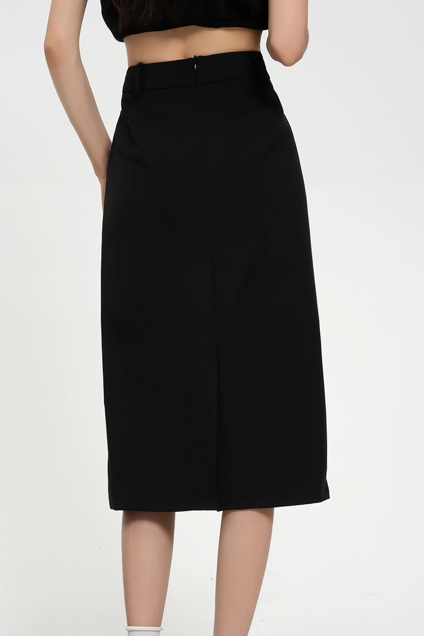 High-waisted a-line pleated skirt