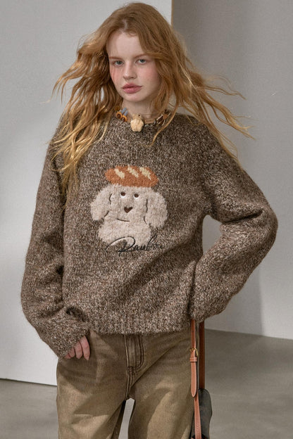 Bread Dog Round Neck Sweater