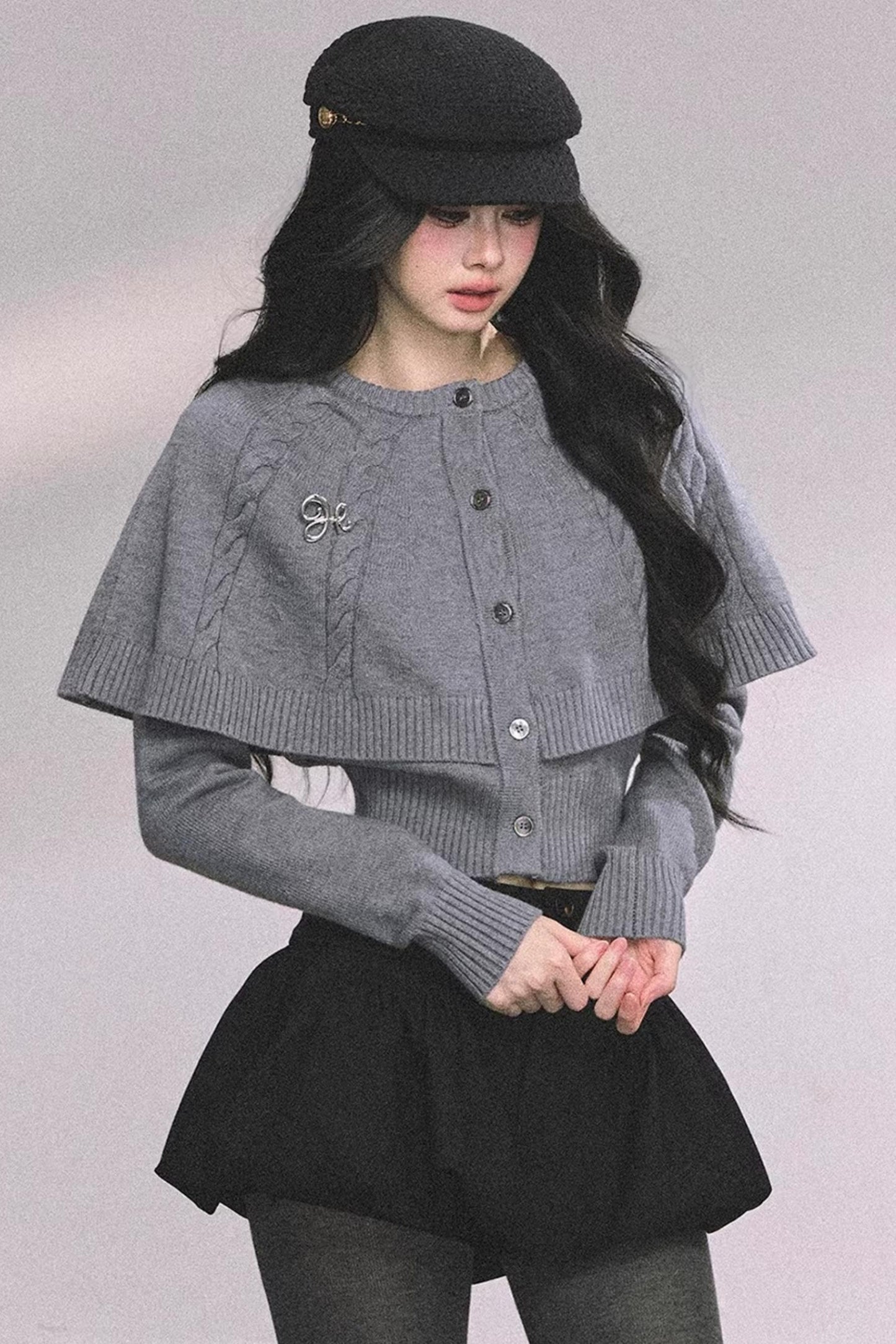 Cable Knit Cape Sweater
