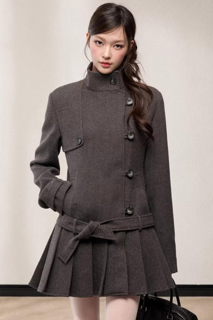 Stand-Up Collar Woolen Coat