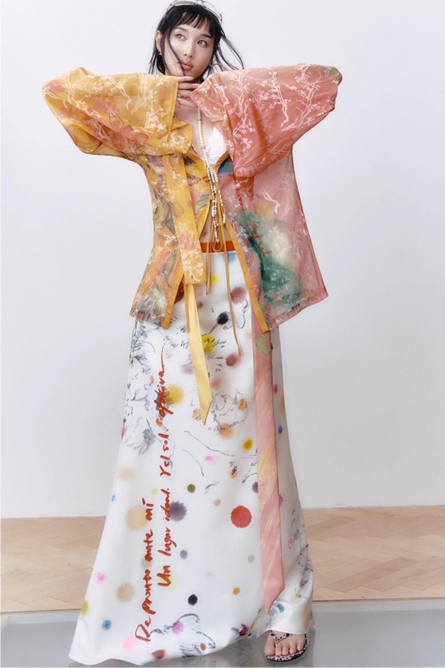 White Polka Dot A-line Skirt