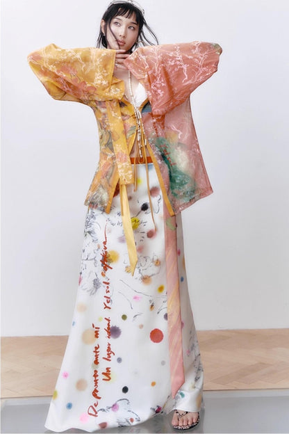 White Polka Dot A-line Skirt