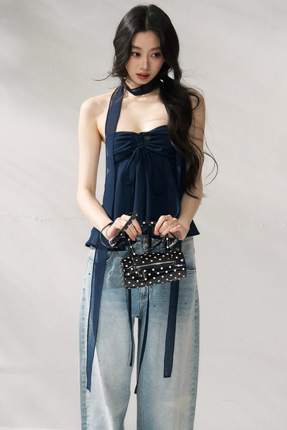 Two-Tone Halter Tube Top