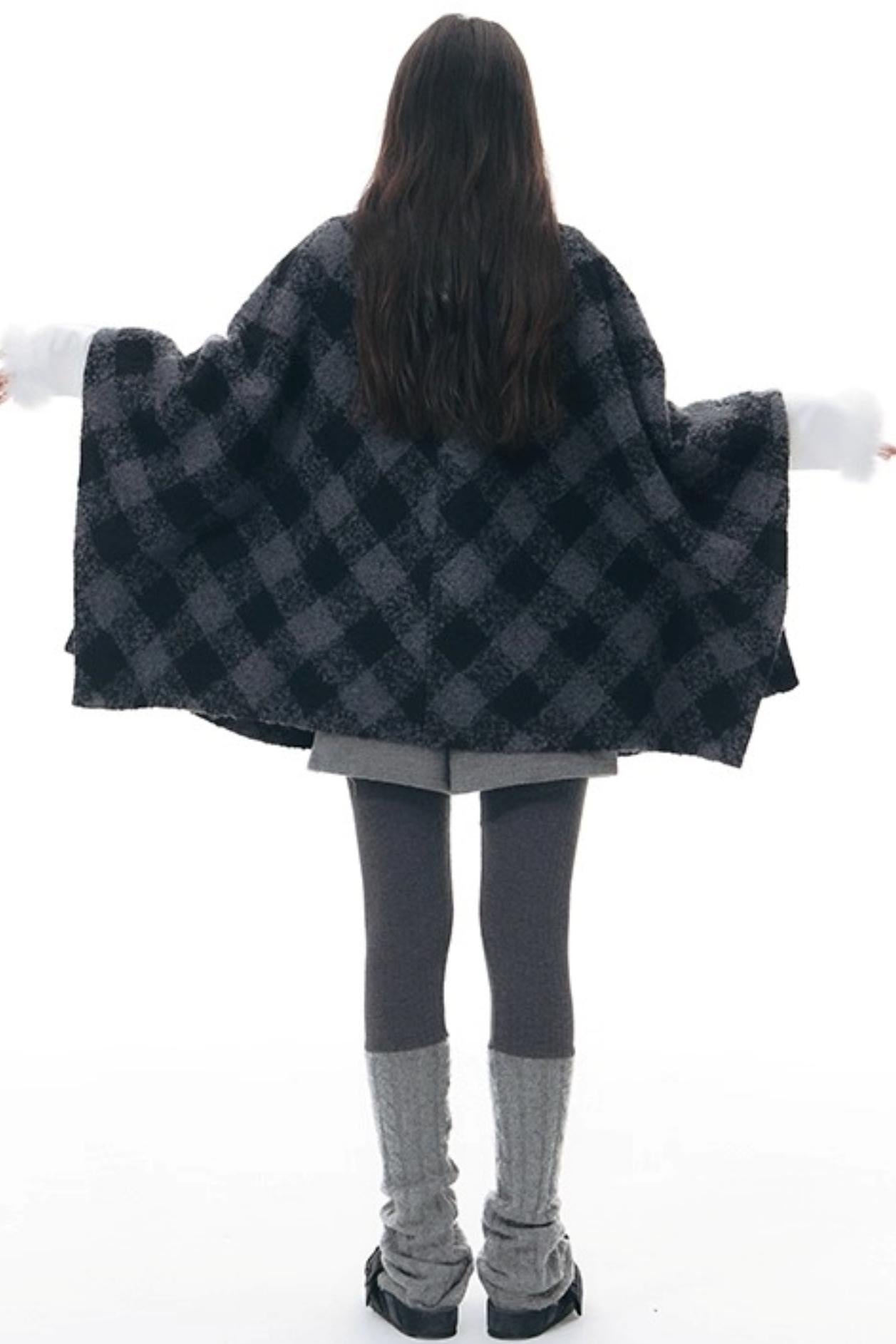 Plaid Cape Winter Coat