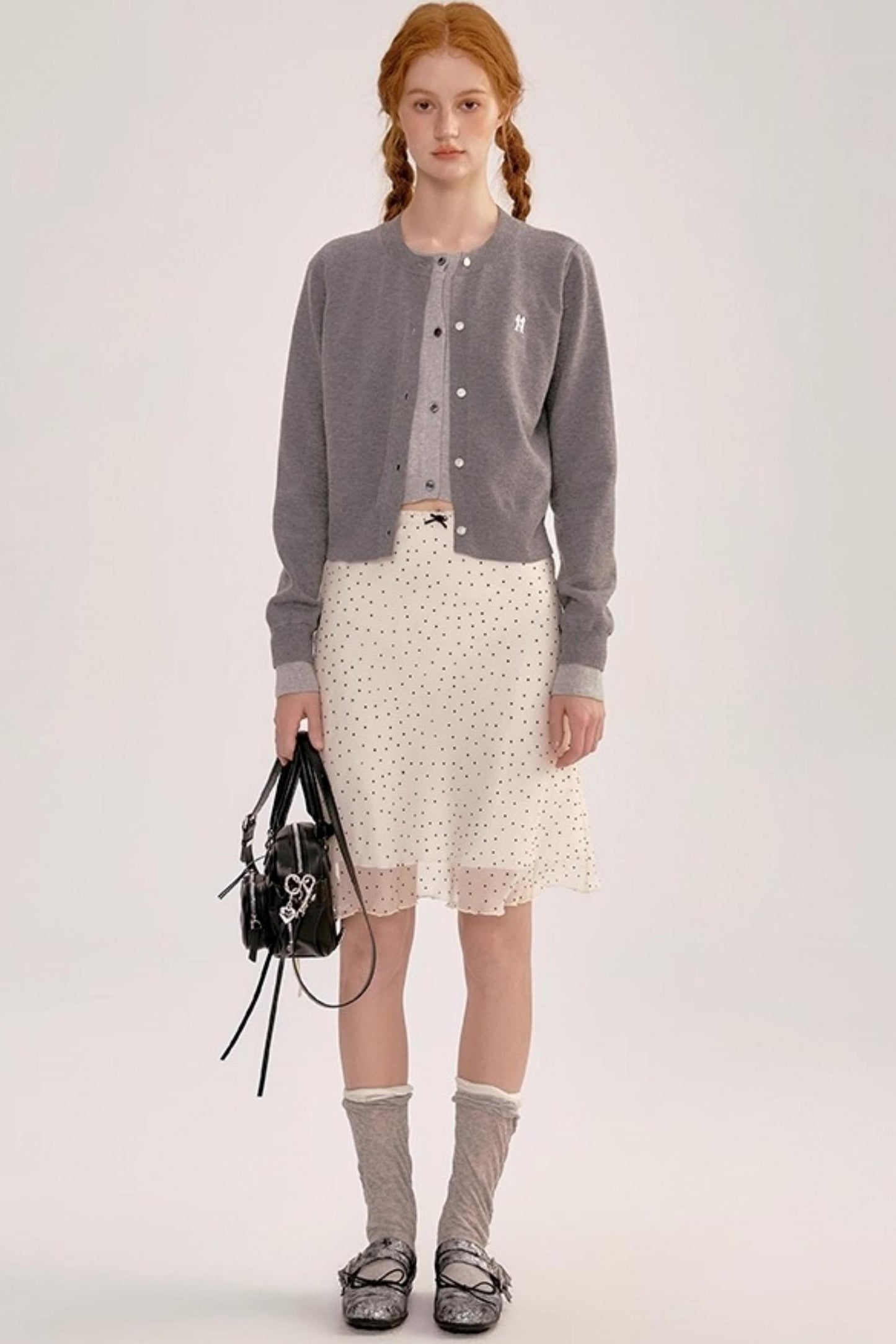 French Polka Dot A-Line Chiffon Skirt