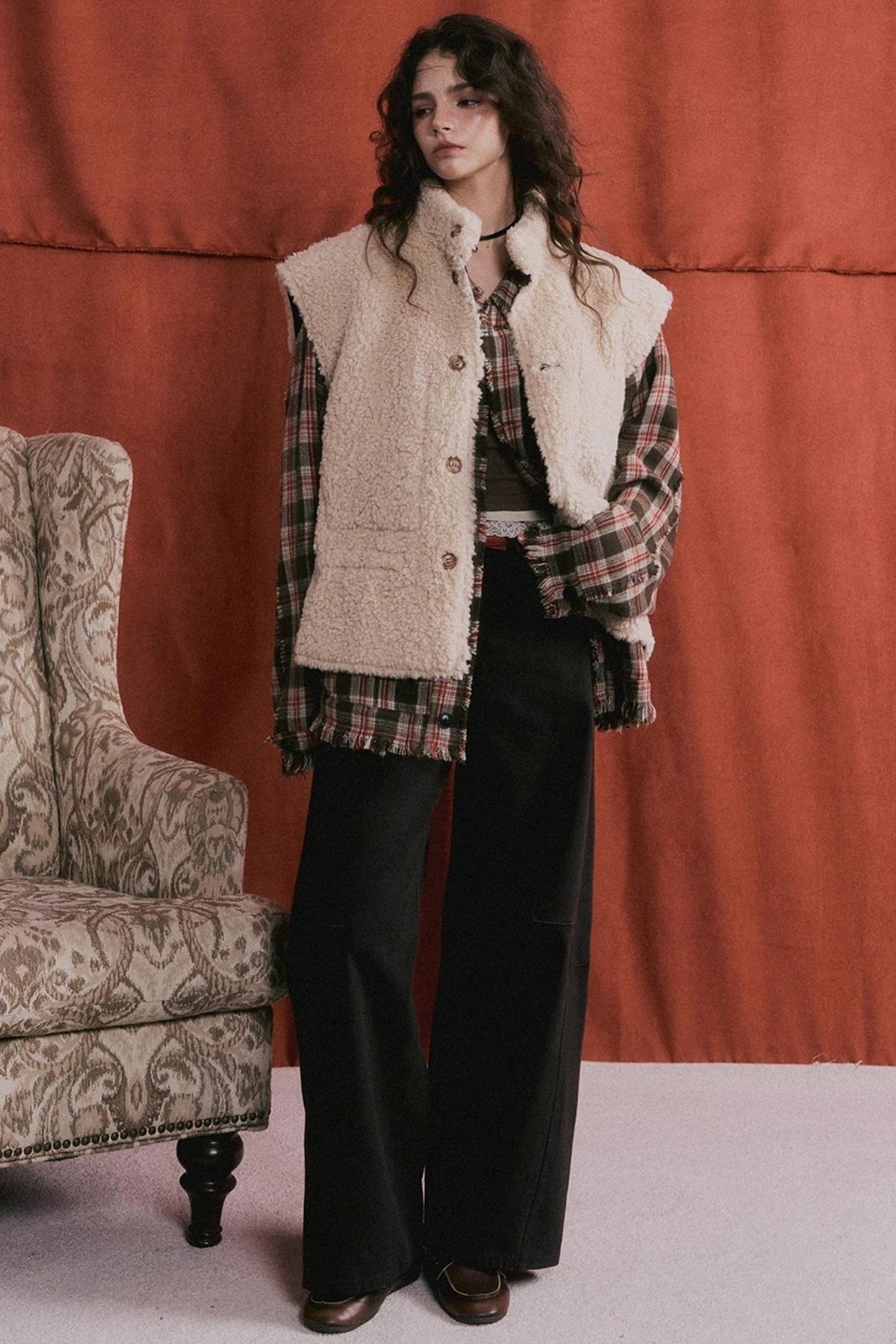 Wool Plaid Frayed Shirt