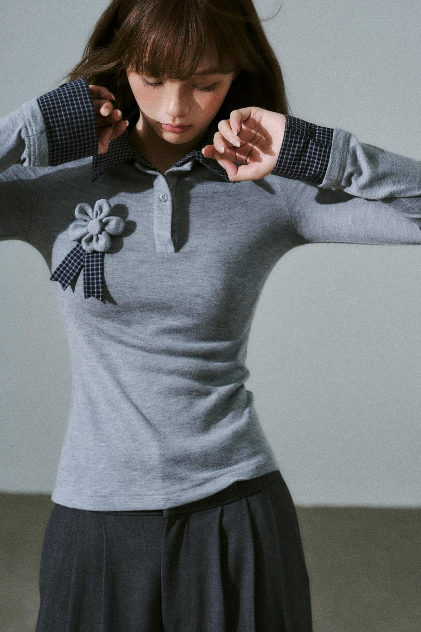 Quiet Plaid Long-sleeved Shirt