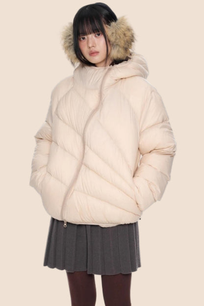 Deconstructed Hooded Down Jacket