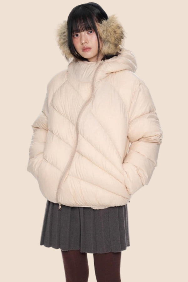 Deconstructed Hooded Down Jacket