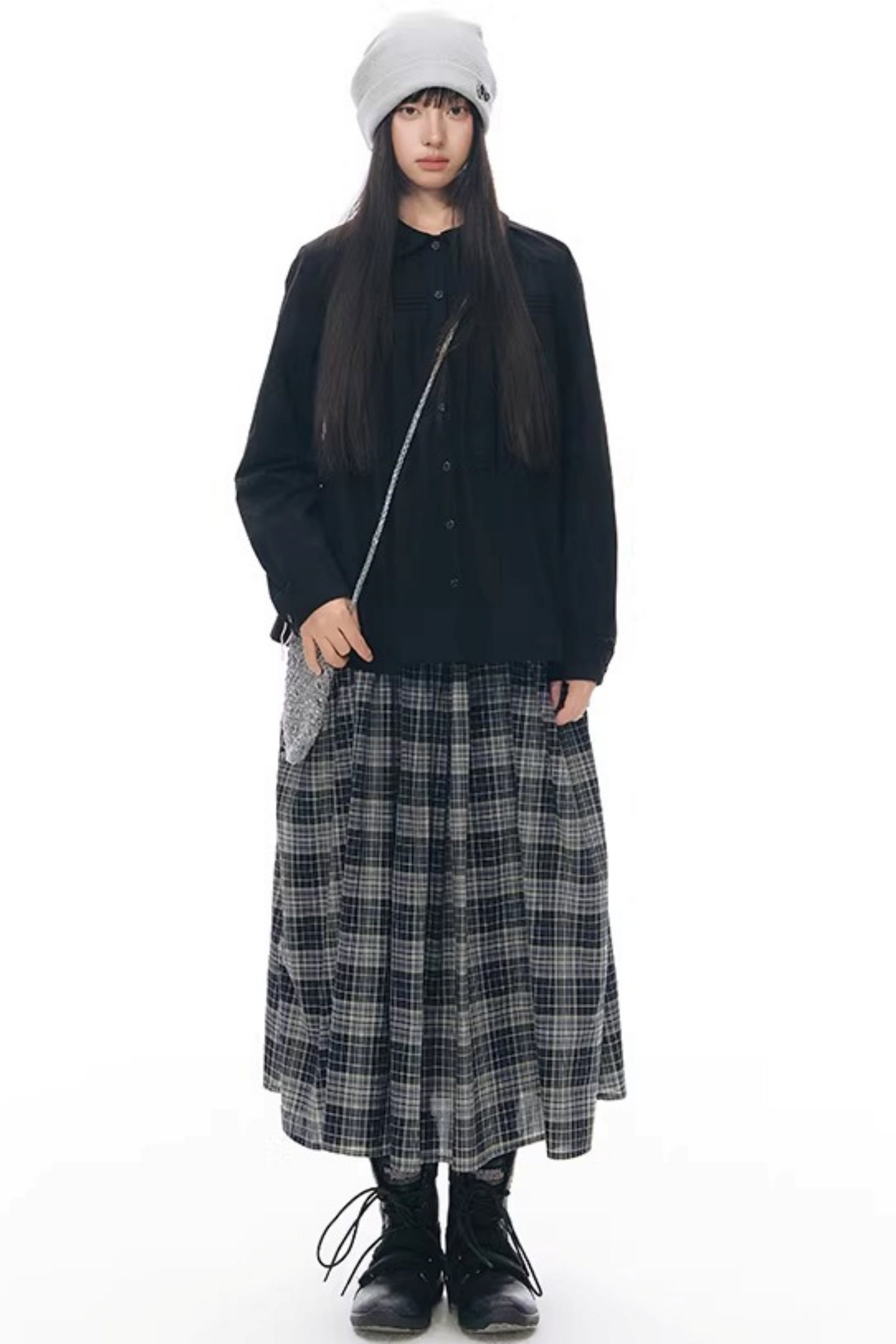 와플 니트 버튼 모자