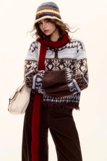 Vintage Fair Isle Tassel Sweater
