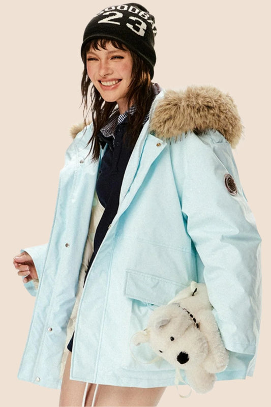 EZEK Parker Down Jacket 90 White Duck Down Fresh Not Afraid of Dirty Sweet Large Fur Collar Detachable Hooded Winter