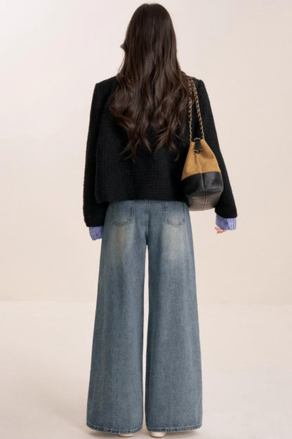 Tweed Plaid Panel Fake Two Jacket