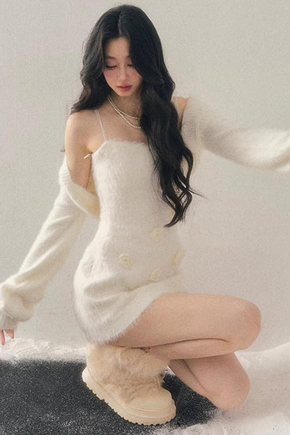 Three-Dimensional Floral Winter Dress