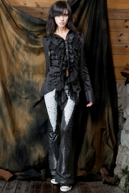 Vintage Ruffled Two-Tone Cardigan