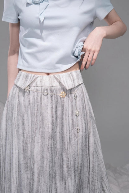 Smudge Art Sheer Print Skirt