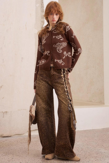 Leopard Split Wide Leg Pants