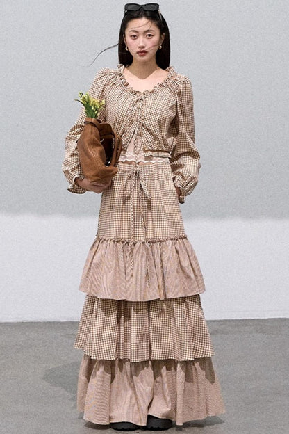 Preppy Cotton Strappy Cake Skirt Set-Up