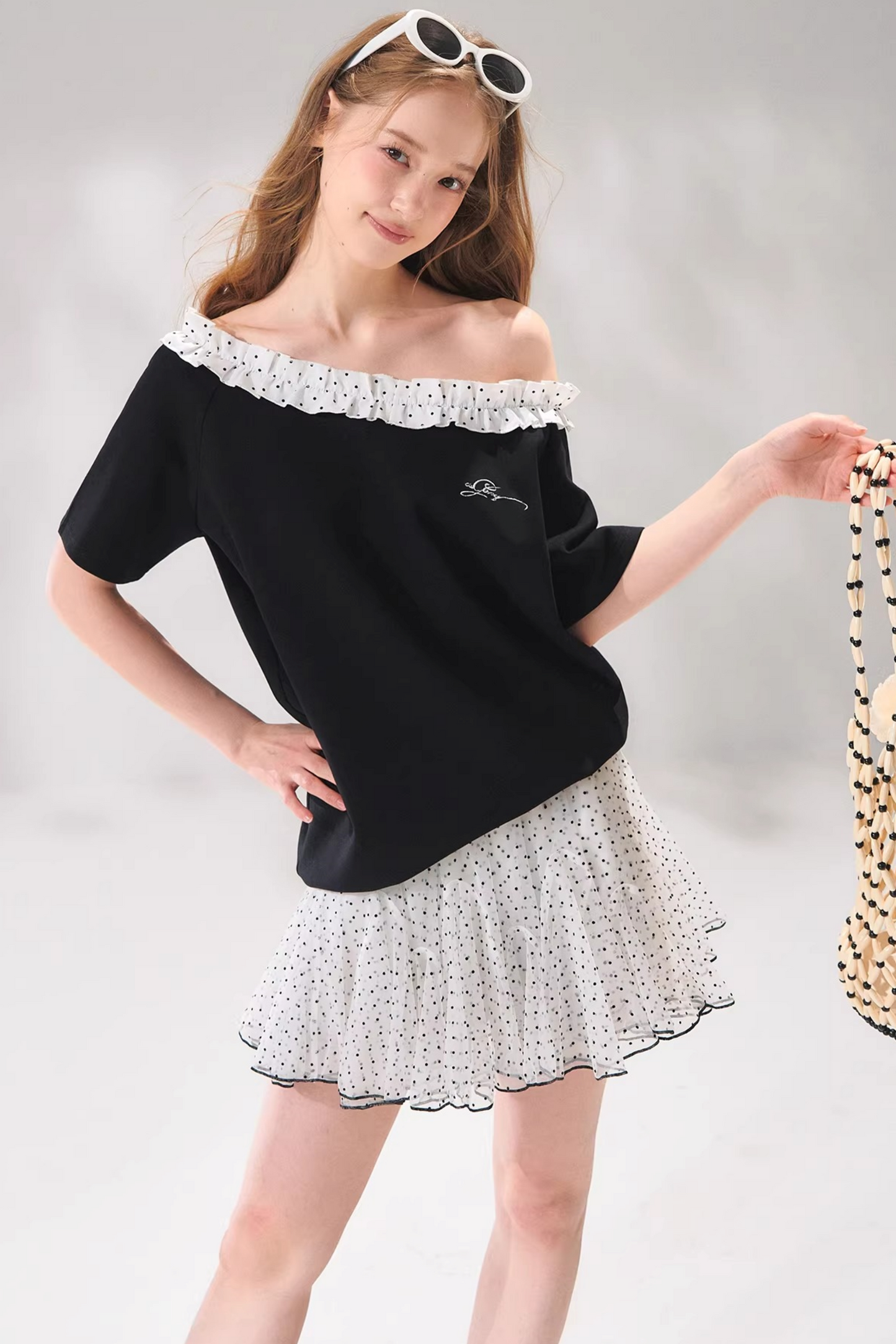 Velvet Polka Dot Skirt Set-Up