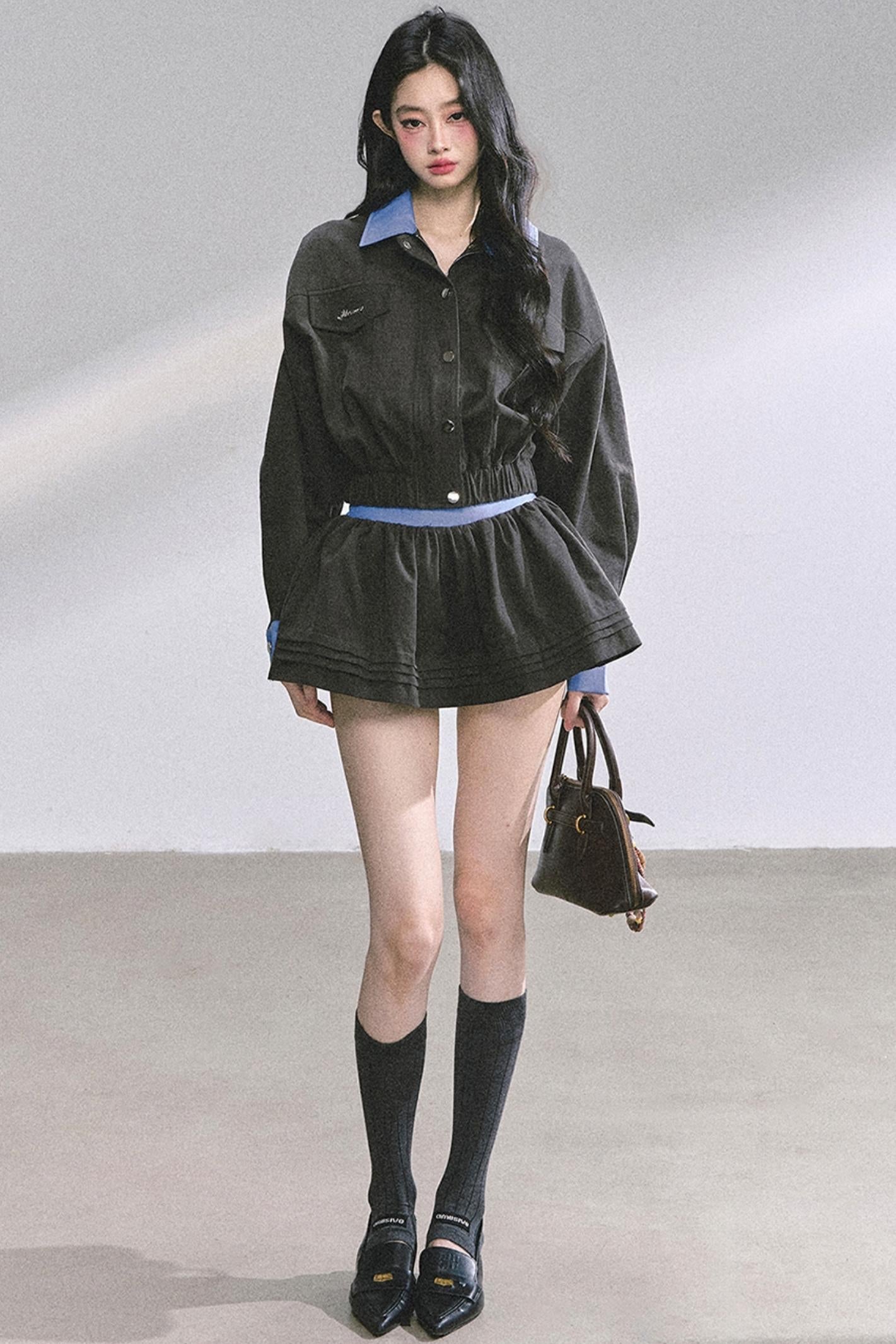 Womens Coat & Short Skirt Set-Up