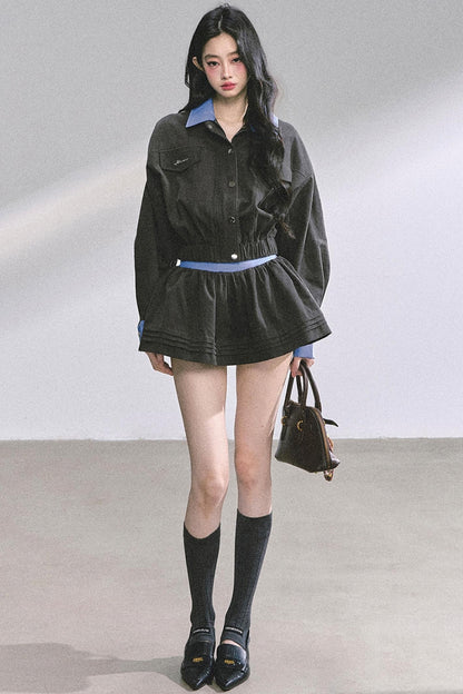 Womens Coat & Short Skirt Set-Up