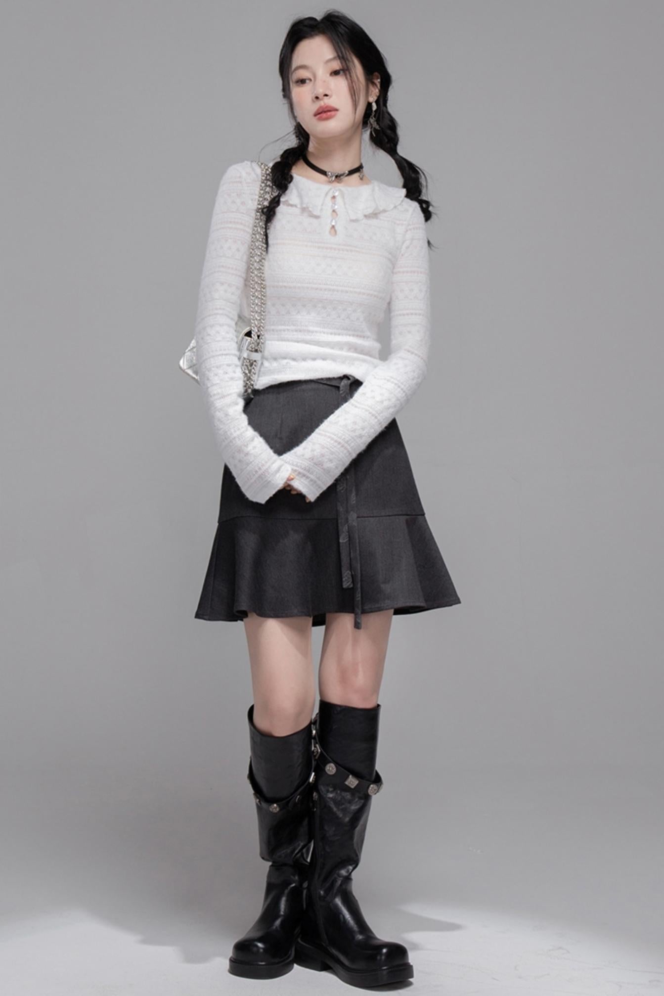 Morning Gray Hooded Jacket & Skirt Set