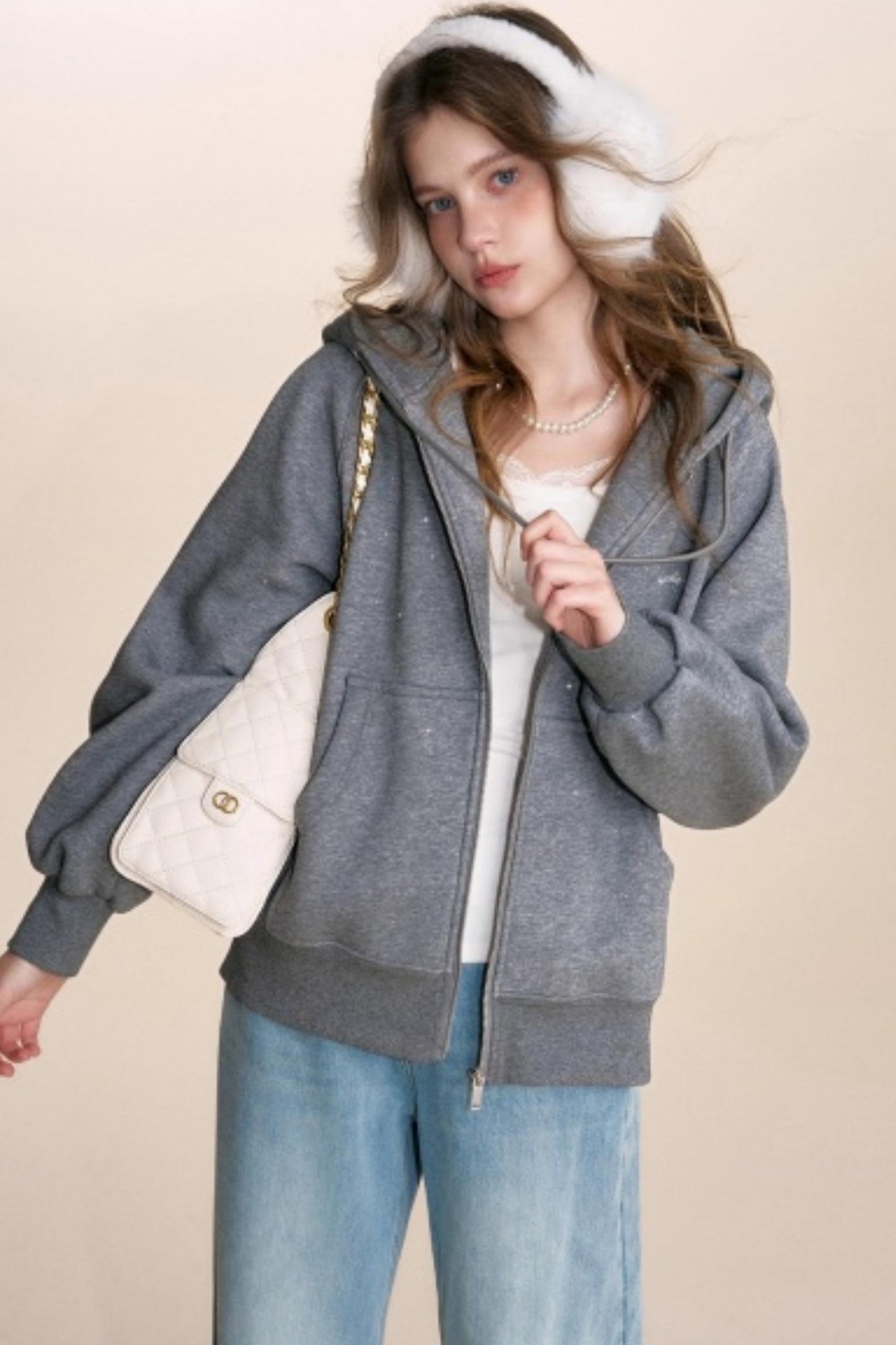 Fine Glitter Hooded Jacket