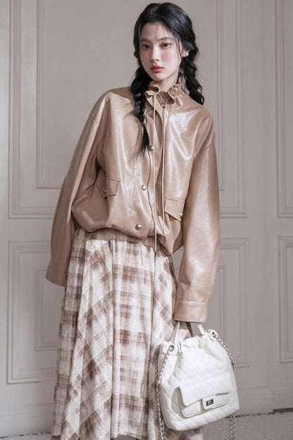 Plaid Light Shadow Long Sleeve Dress