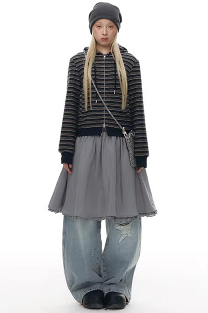 레이스 플래킷 블라우스 셋업