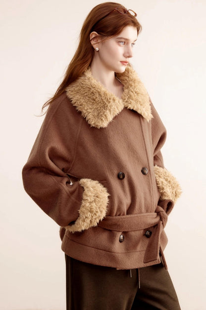 Fur Collar Woolen Coat