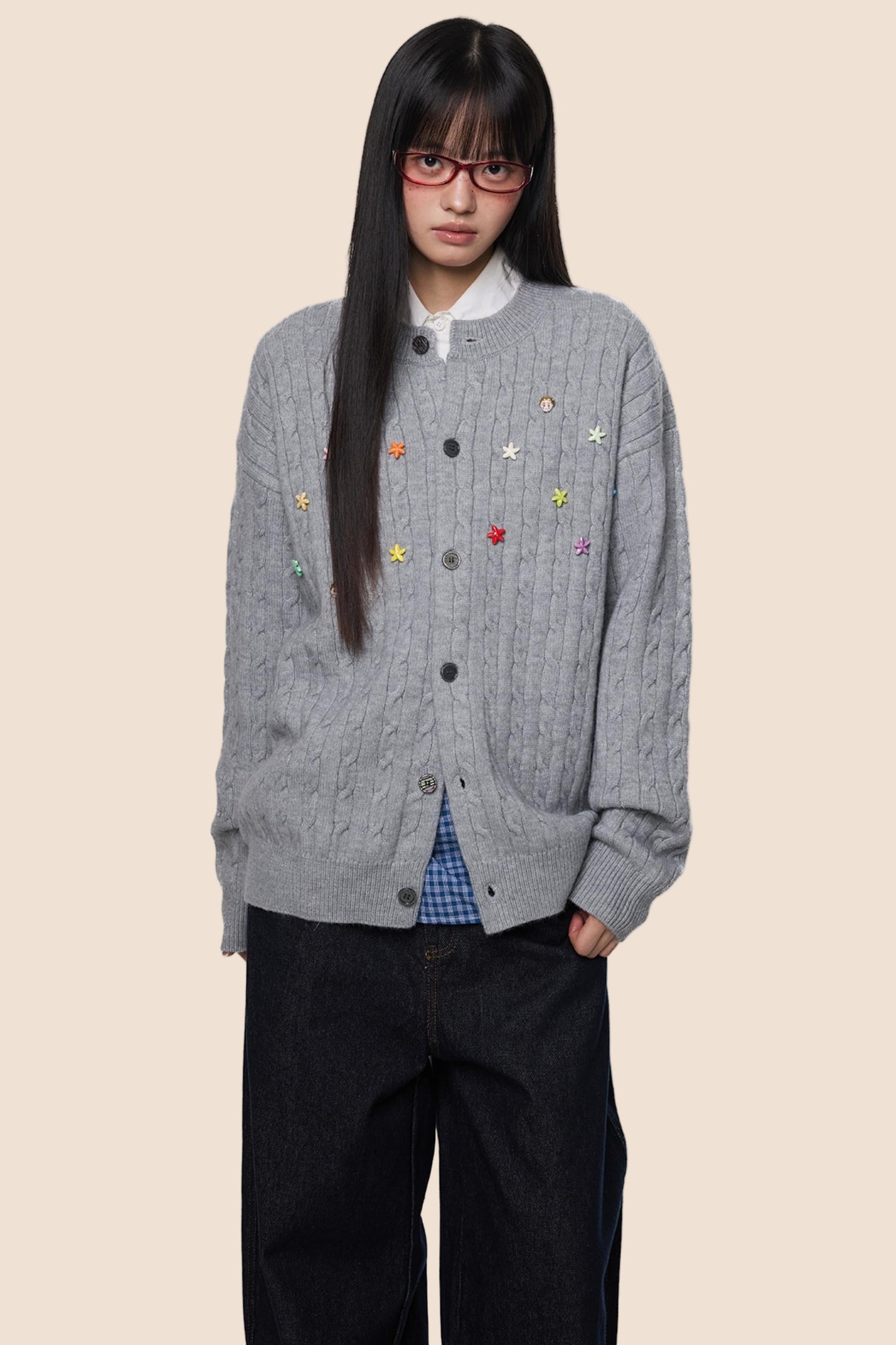 Studded Beaded Knit Cardigan