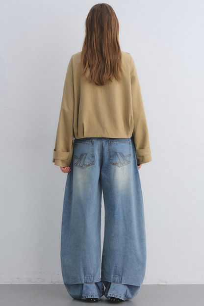 Flower Bud Cocoon Jacket Jeans Set-Up