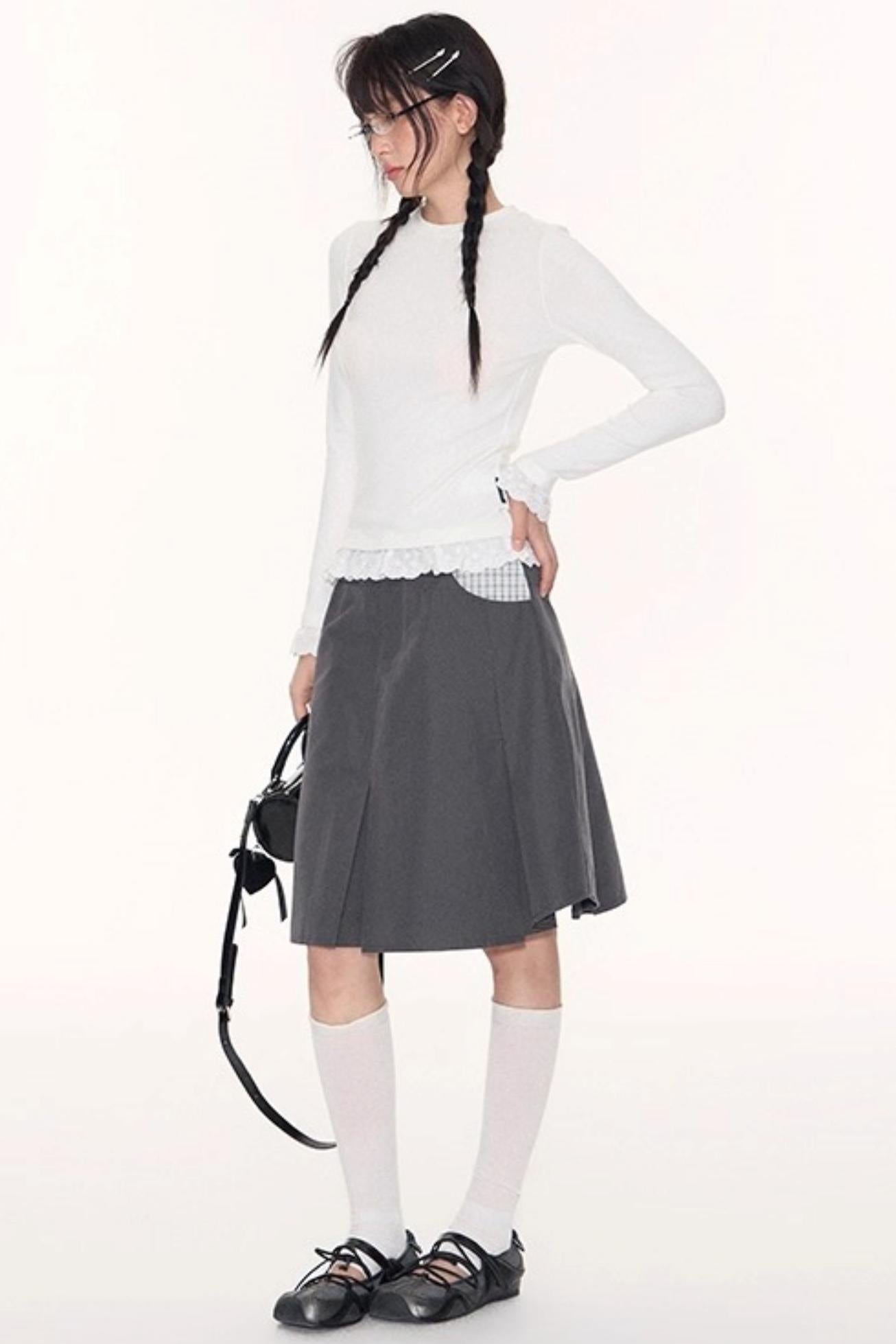 Lace Embroidery Slim Top